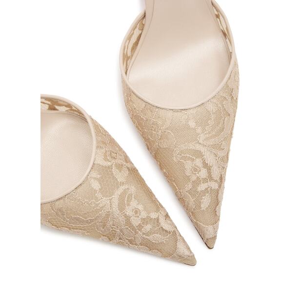 Christian Louboutin NIB Kate Max O Sling Lace Nude Leather Heels Pumps 40.5 NEW - Picture 3 of 9